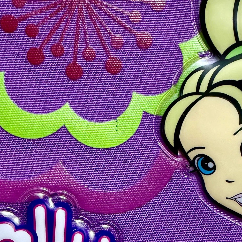Vintage Polly Pocket Carrying Case Purple Lime Green Round Storage Bag 2000s